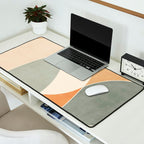 Neutral Soft Tones Modern Abstract Leaves Desk Mat Gallery Image 2