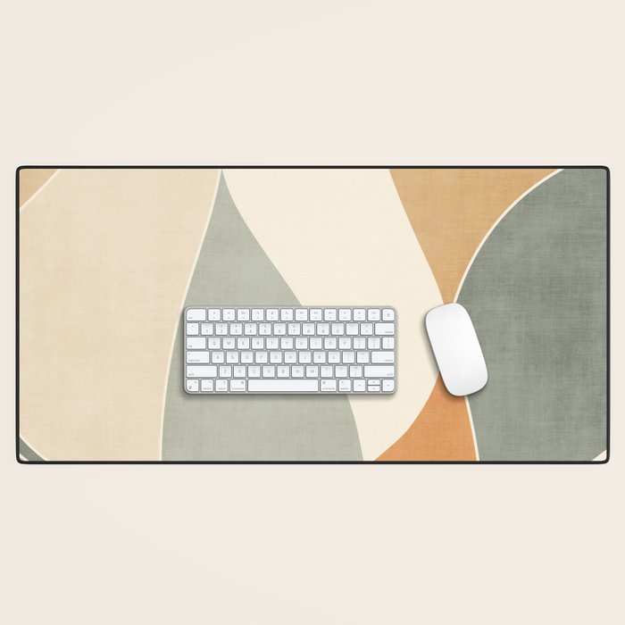 Neutral Soft Tones Modern Abstract Leaves Desk Mat Gallery Image 1