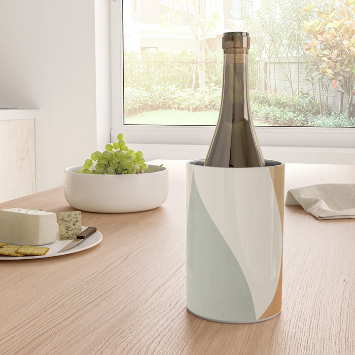 Neutral Soft Tones Modern Abstract Leaves Wine Chiller Gallery Image 4