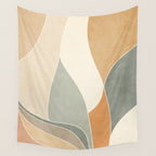 Neutral Soft Tones Modern Abstract Leaves Wall Tapestry Gallery Image 4