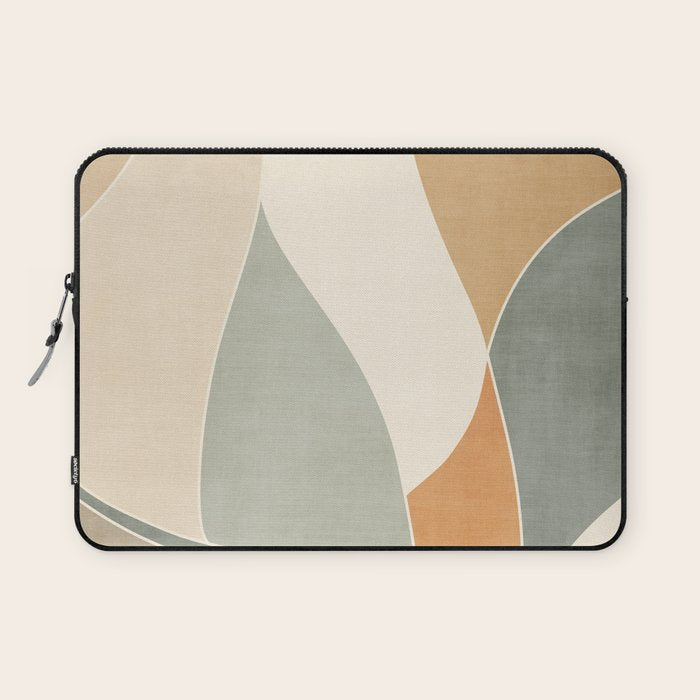 Neutral Soft Tones Modern Abstract Leaves Laptop Sleeve Gallery Image 1