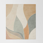 Neutral Soft Tones Modern Abstract Leaves Throw Blanket Gallery Image 2