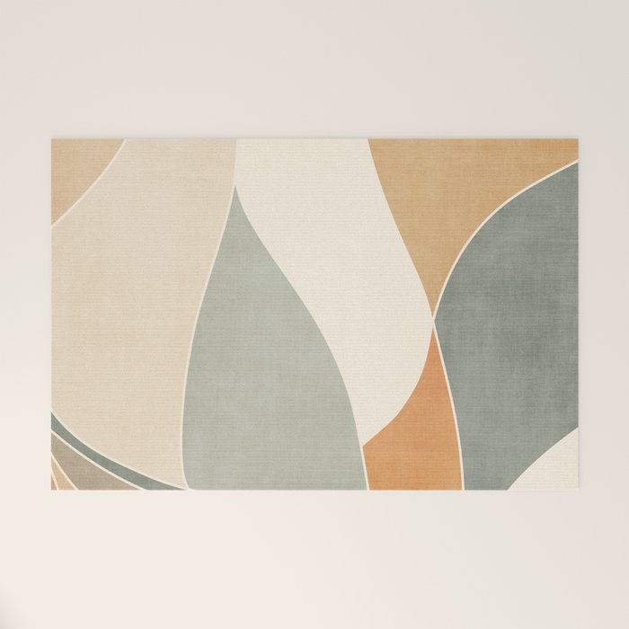 Neutral Soft Tones Modern Abstract Leaves Welcome Mat Gallery Image 1