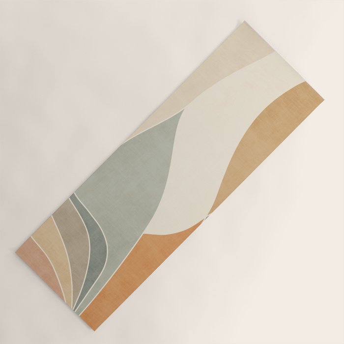 Neutral Soft Tones Modern Abstract Leaves Yoga Mat