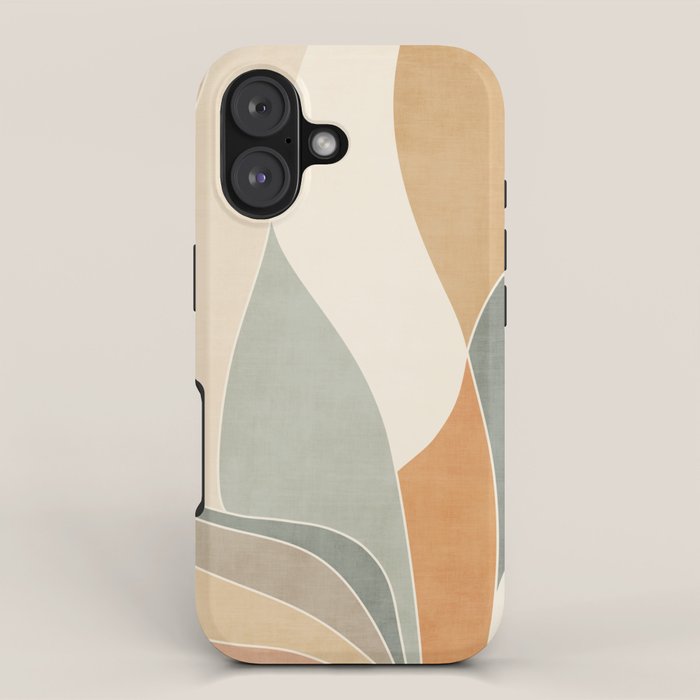 Neutral Soft Tones Modern Abstract Leaves iPhone Case Gallery Image 1