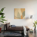 Neutral Soft Tones Modern Abstract Leaves Wood Wall Art Gallery Image 2