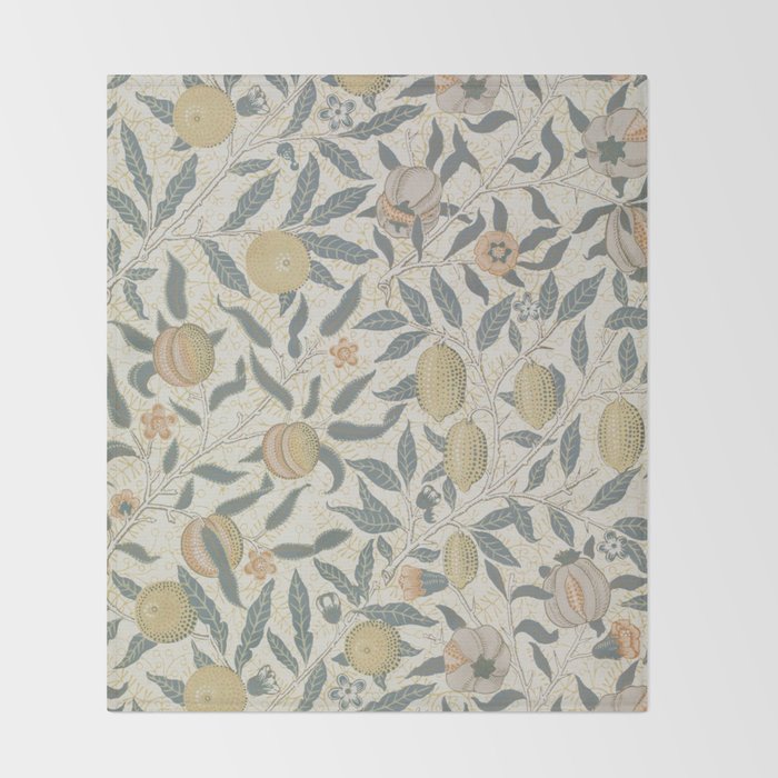 William Morris Pomegranate Fruit Pattern Throw Blanket Gallery Image 2