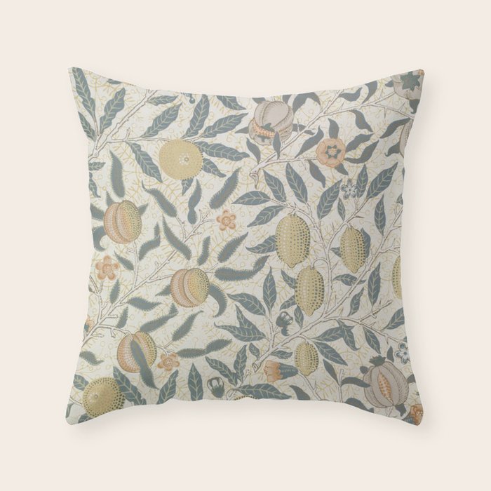 William Morris Pomegranate Fruit Pattern Throw Pillow Gallery Image 6