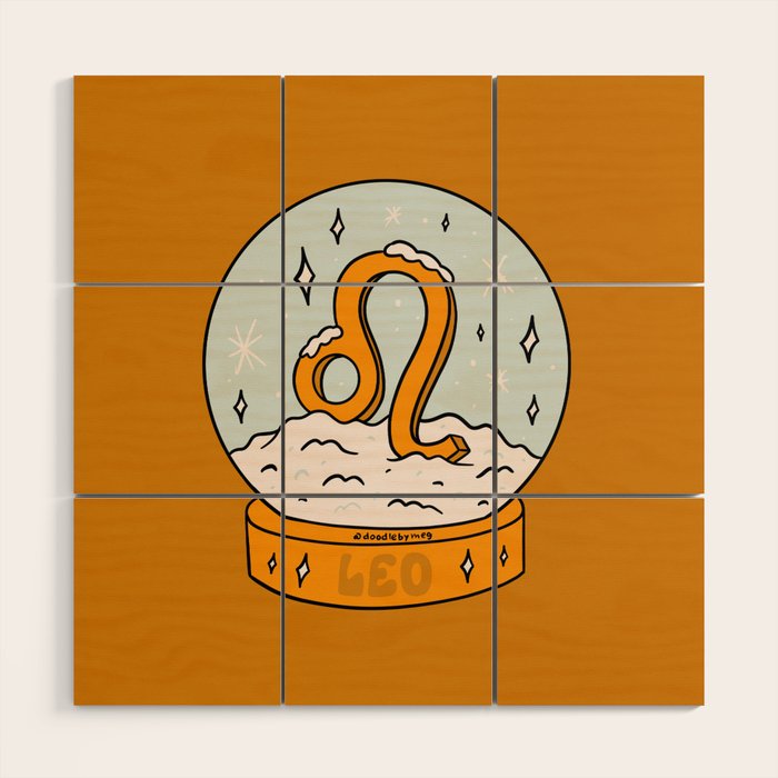 Leo Snow Globe Wood Wall Art Gallery Image 1