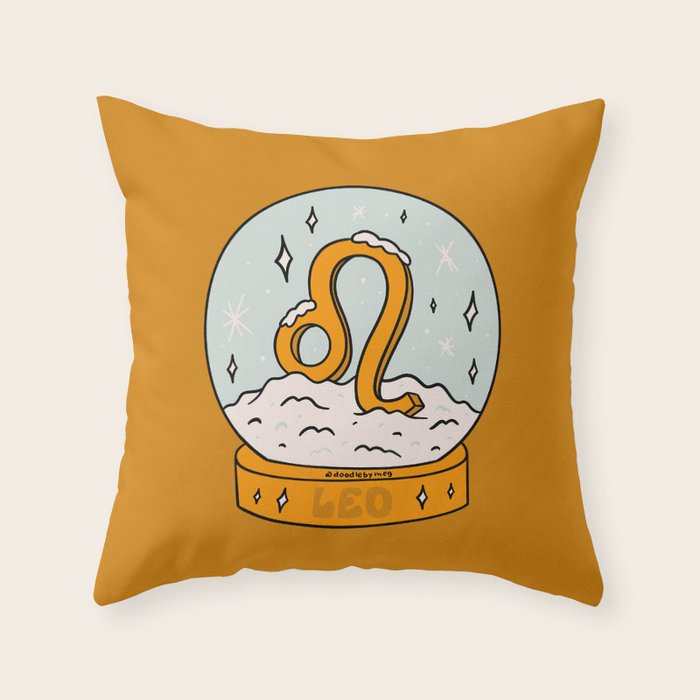 Leo Snow Globe Throw Pillow Gallery Image 6