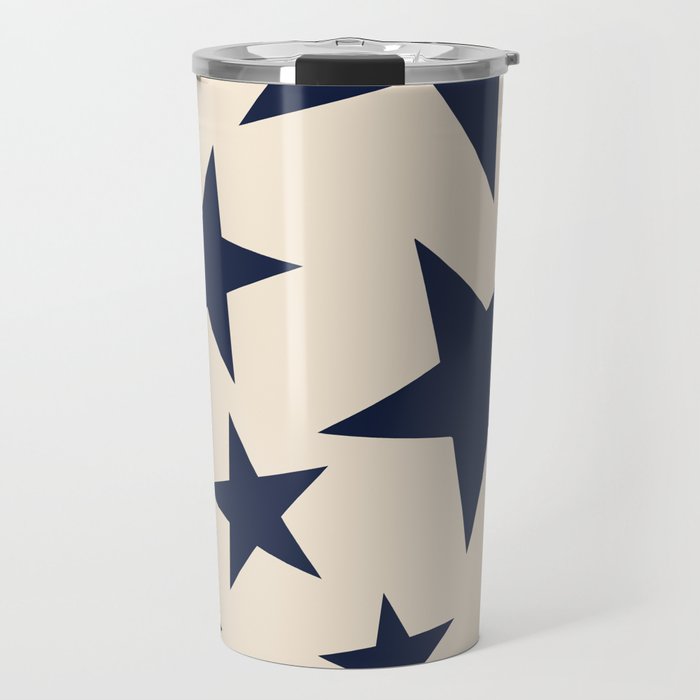Navy & Light Beige Big Ol' Stars Travel Mug Gallery Image 1