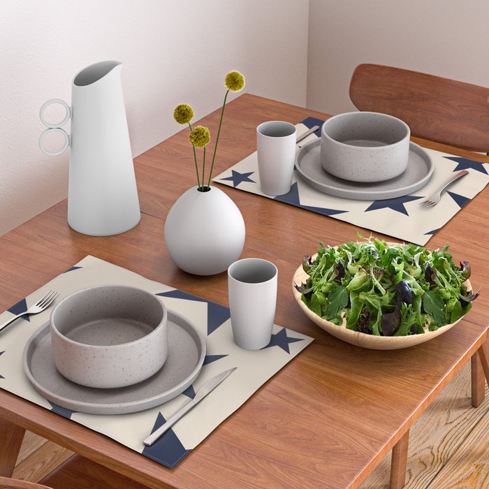 Navy & Light Beige Big Ol' Stars Placemat Gallery Image 2