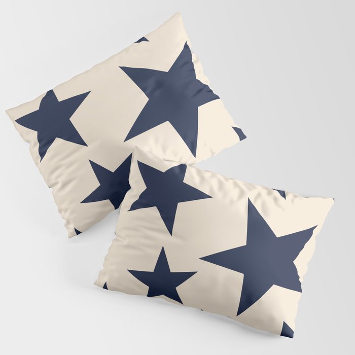 Navy & Light Beige Big Ol' Stars Pillow Sham Gallery Image 3