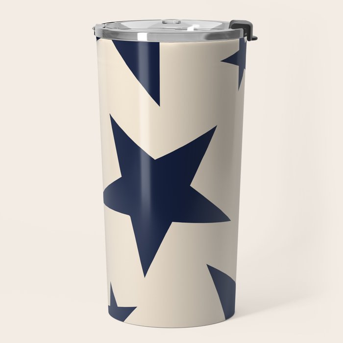 Navy & Light Beige Big Ol' Stars Travel Mug Gallery Image 2