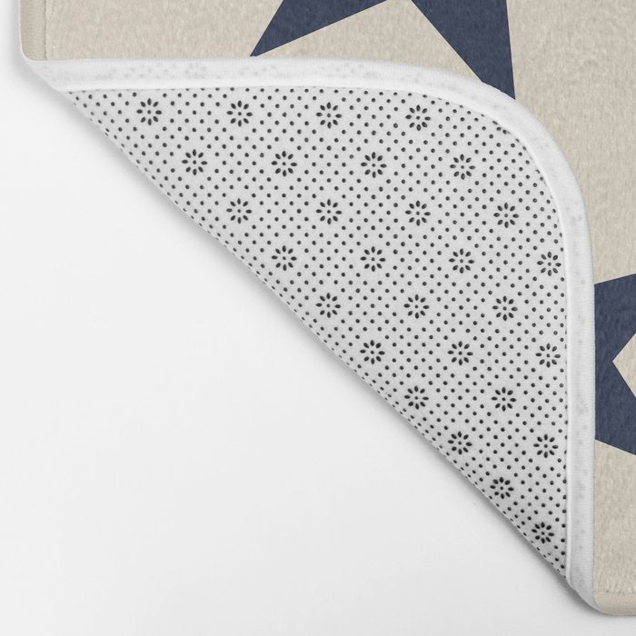 Navy & Light Beige Big Ol' Stars Bath Mat Gallery Image 2
