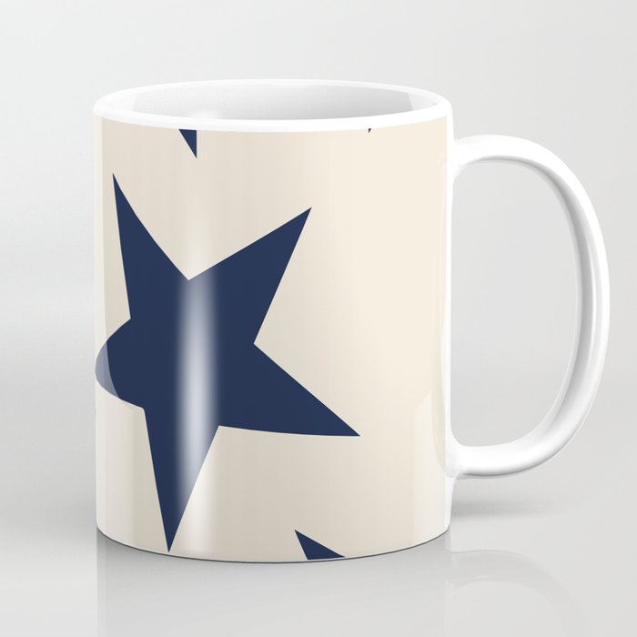 Navy & Light Beige Big Ol' Stars Coffee Mug Gallery Image 1
