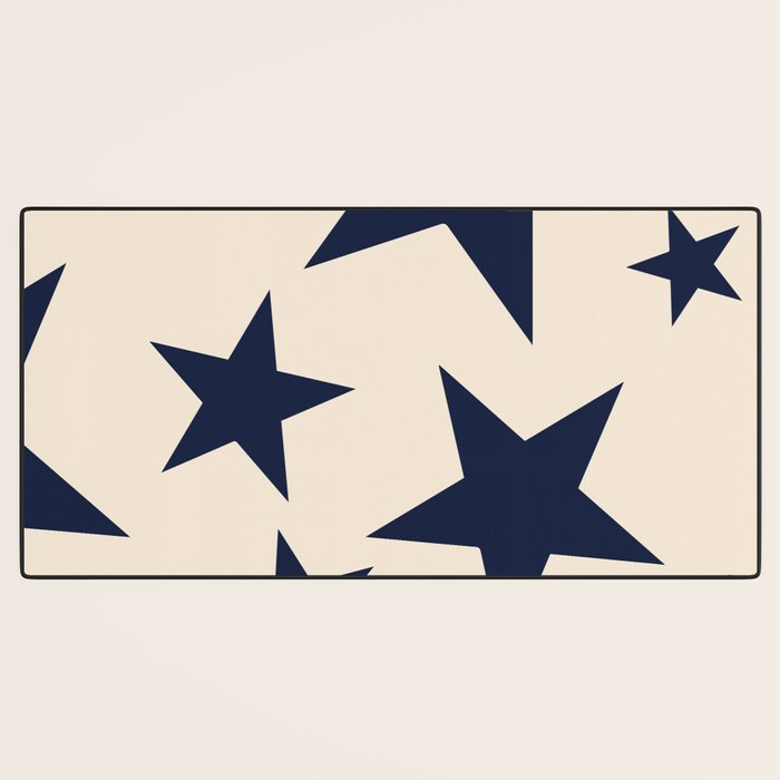 Navy & Light Beige Big Ol' Stars Desk Mat Gallery Image 3