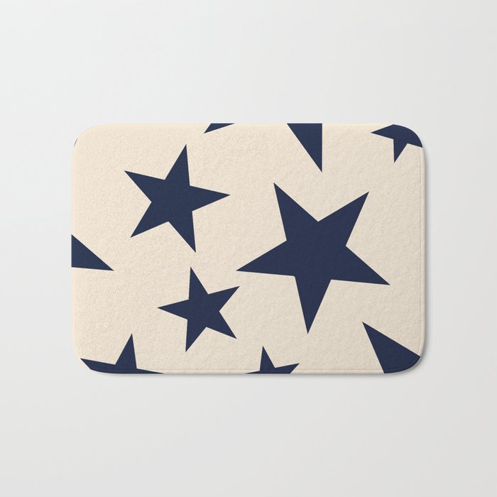 Navy & Light Beige Big Ol' Stars Bath Mat Gallery Image 1