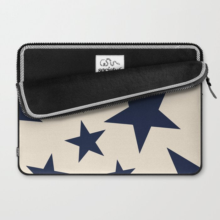 Navy & Light Beige Big Ol' Stars Laptop Sleeve Gallery Image 2