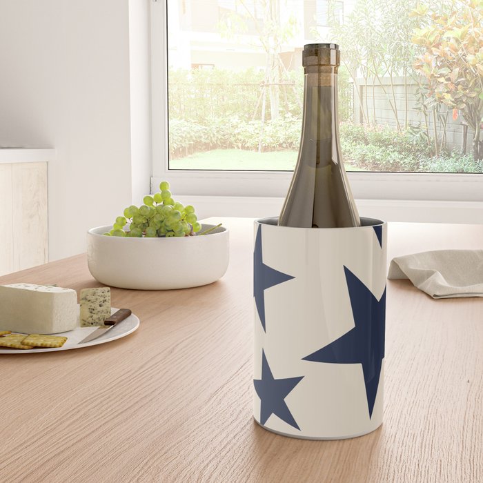 Navy & Light Beige Big Ol' Stars Wine Chiller Gallery Image 4