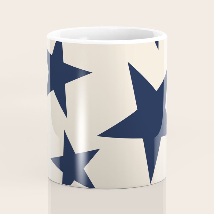 Navy & Light Beige Big Ol' Stars Coffee Mug Gallery Image 4