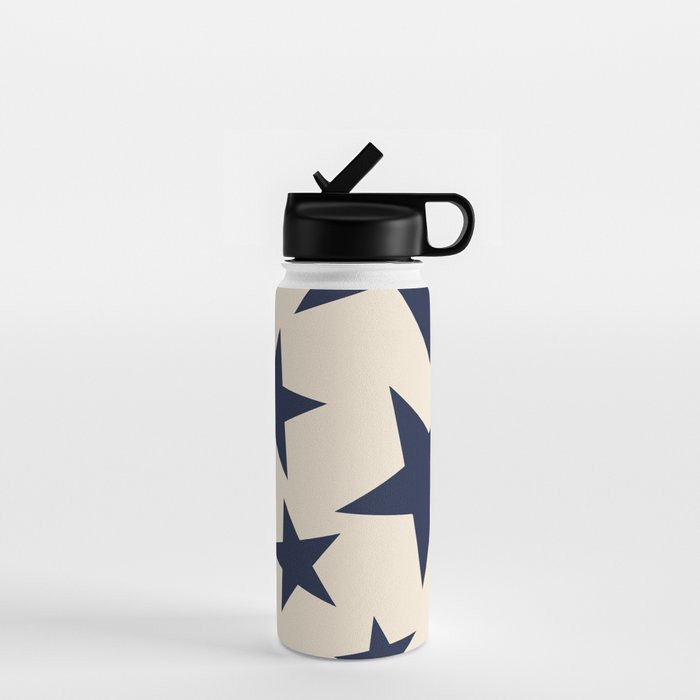 Navy & Light Beige Big Ol' Stars Water Bottle Gallery Image 1
