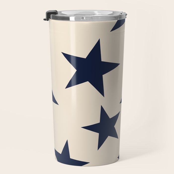 Navy & Light Beige Big Ol' Stars Travel Mug Gallery Image 3