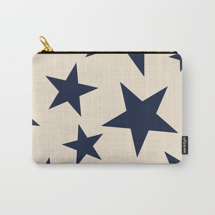 Navy & Light Beige Big Ol' Stars Carry All Pouch Gallery Image 1