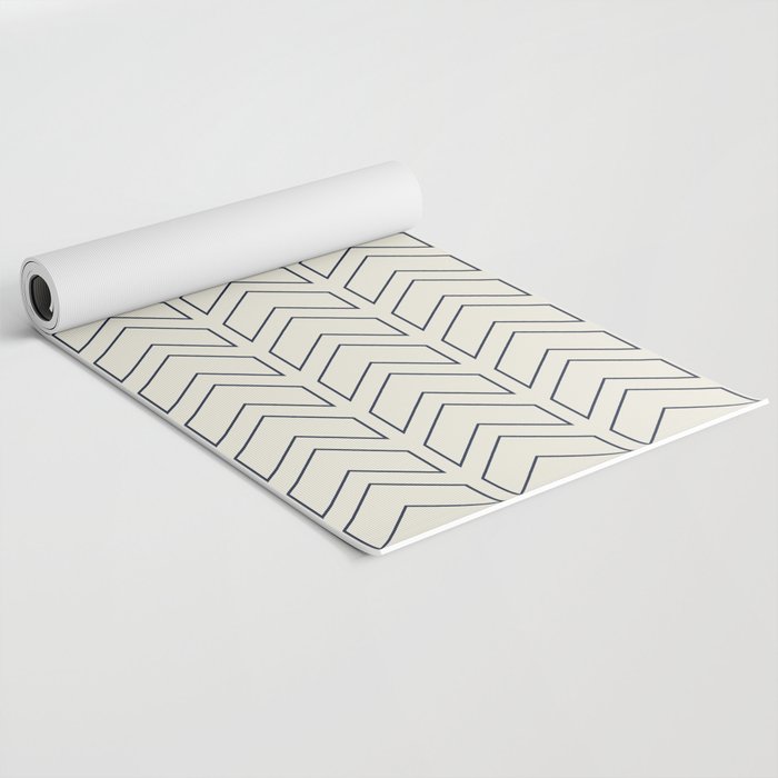 Navy Blue and White Chevron Geometric Pattern Yoga Mat Gallery Image 2