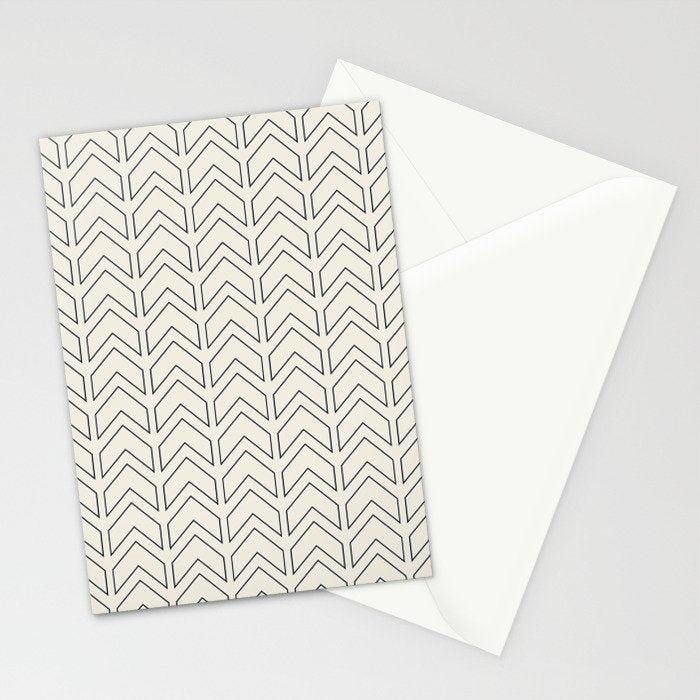 Navy Blue and White Chevron Geometric Pattern Stationery Card Gallery Image 2