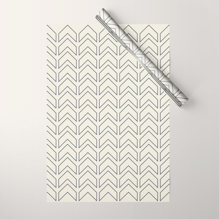 Navy Blue and White Chevron Geometric Pattern Wrapping Paper Gallery Image 1