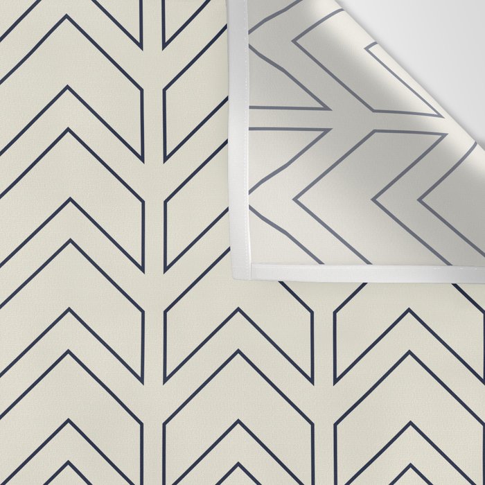 Navy Blue and White Chevron Geometric Pattern Wall Tapestry Gallery Image 3