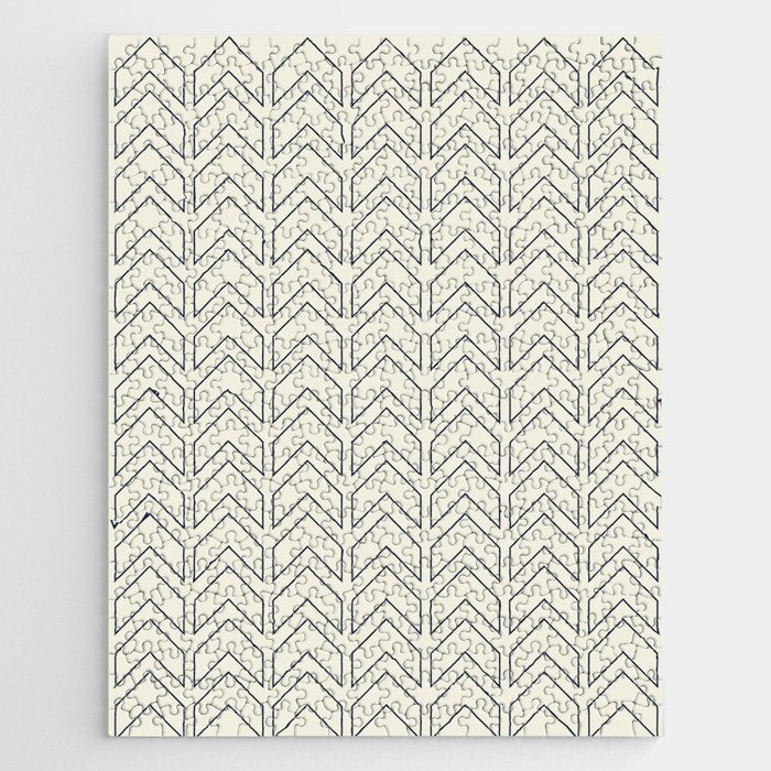 Navy Blue and White Chevron Geometric Pattern Jigsaw Puzzle Gallery Image 1