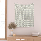 Navy Blue and White Chevron Geometric Pattern Wall Tapestry Gallery Image 2