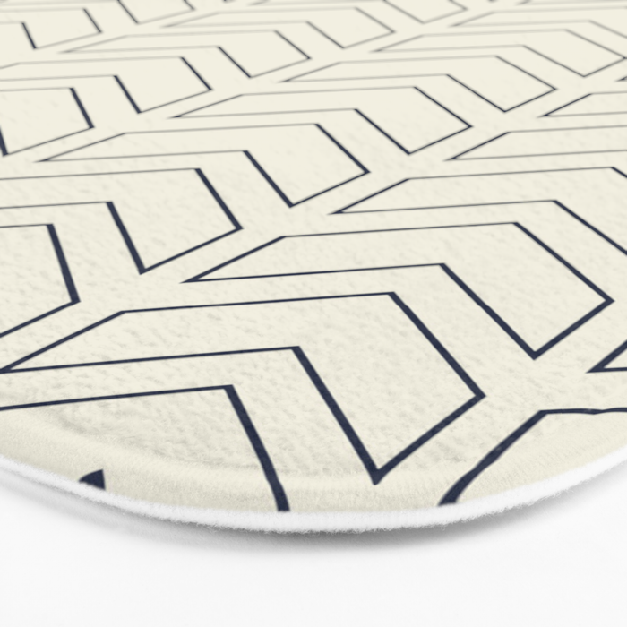 Navy Blue and White Chevron Geometric Pattern Bath Mat Gallery Image 3