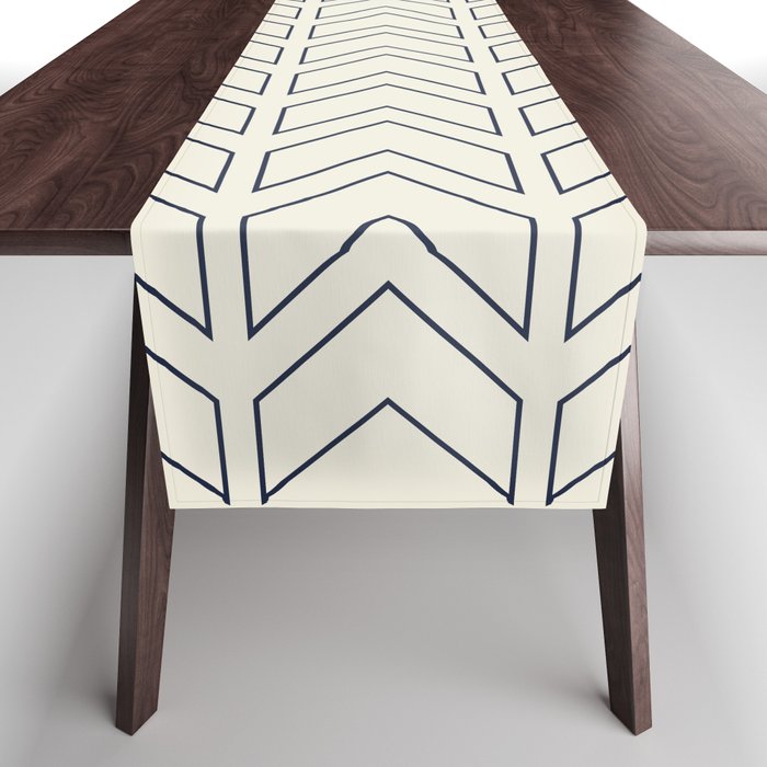 Navy Blue and White Chevron Geometric Pattern Table Runner Gallery Image 1
