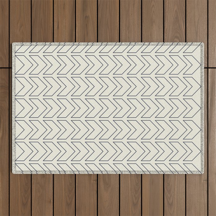 Navy Blue and White Chevron Geometric Pattern Outdoor Rug Gallery Image 1