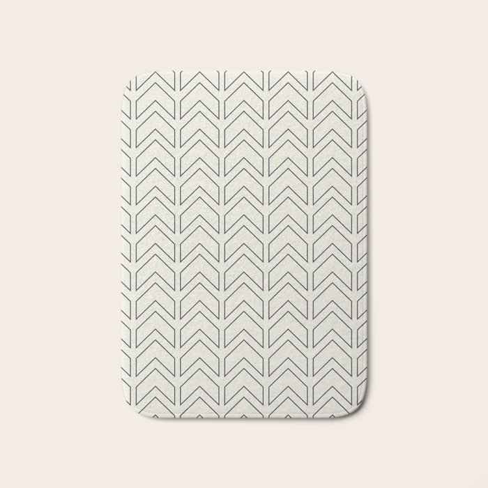 Navy Blue and White Chevron Geometric Pattern Bath Mat Gallery Image 1