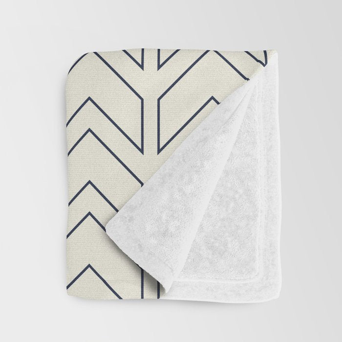 Navy Blue and White Chevron Geometric Pattern Throw Blanket Gallery Image 3