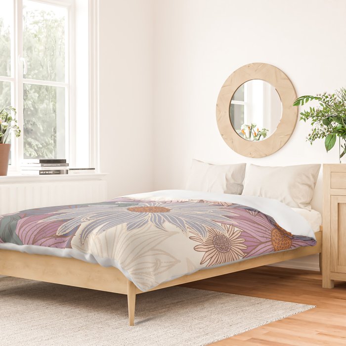 Monarch Butterfly and Wildflowers - Cream Duvet Cover Gallery Image 2