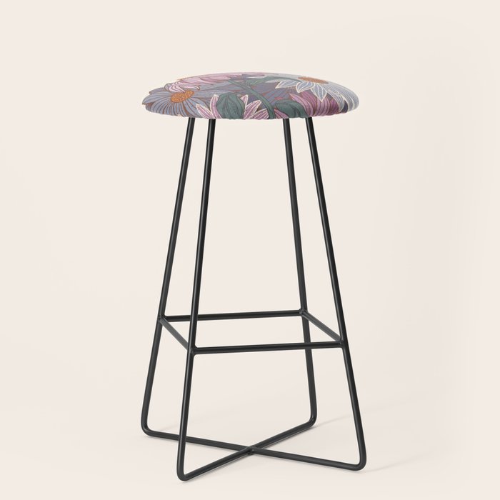 Monarch Butterfly and Wildflowers - Cream Stool Gallery Image 1