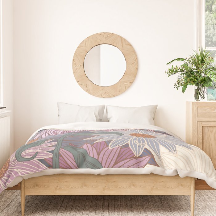 Monarch Butterfly and Wildflowers - Cream Duvet Cover Gallery Image 3