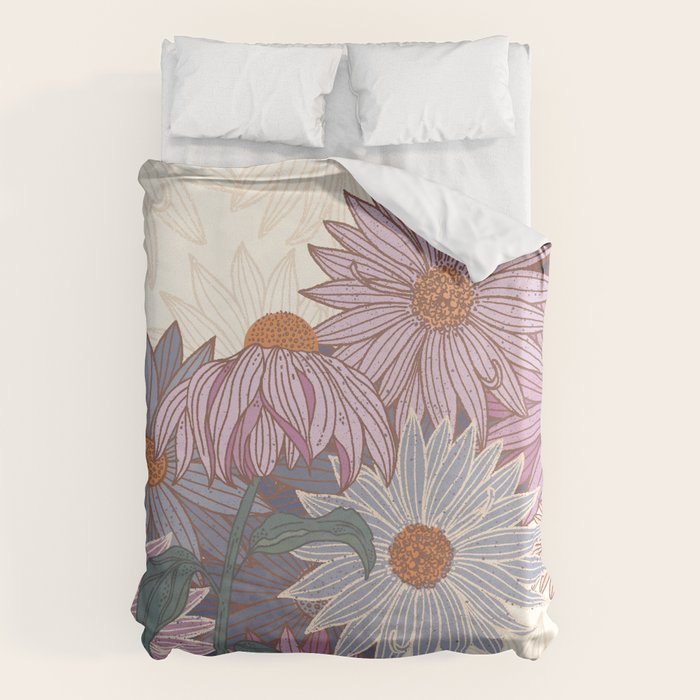 Monarch Butterfly and Wildflowers - Cream Duvet Cover Gallery Image 1