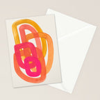 Funky Retro 70's Style Pattern Orange Pink Greindent Striped Circles Mid Century Colorful Pop Art Stationery Card Gallery Image 2