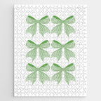 Elegant Light Green Bow Pattern A Classic and Stylish Design for Any Occasion Jigsaw Puzzle Gallery Image 1