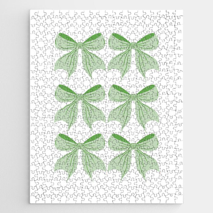Elegant Light Green Bow Pattern A Classic and Stylish Design for Any Occasion Jigsaw Puzzle Gallery Image 1