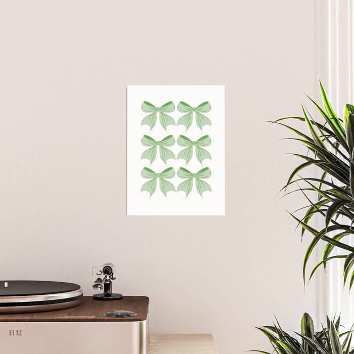 Elegant Light Green Bow Pattern A Classic and Stylish Design for Any Occasion Poster Gallery Image 2