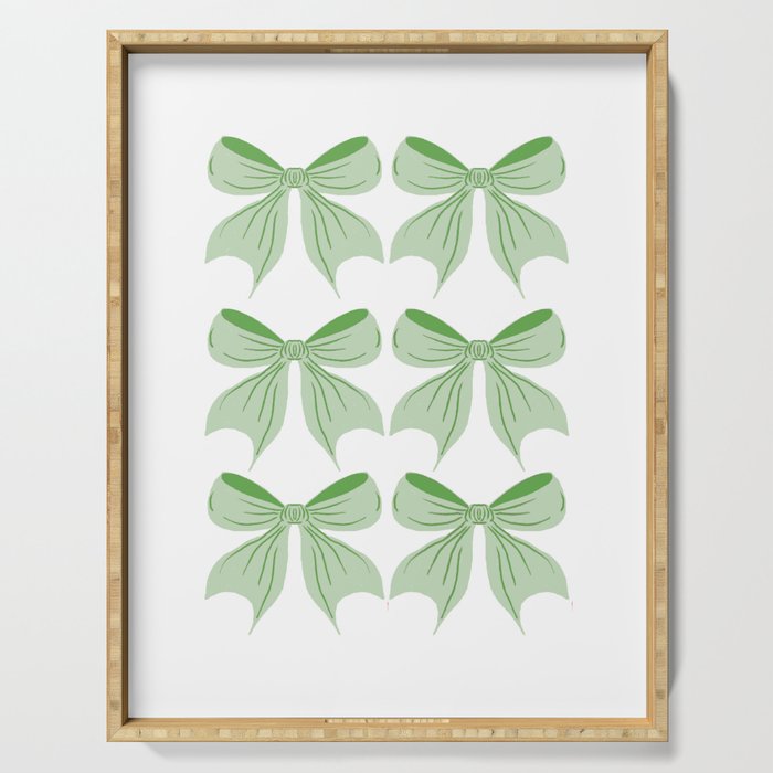 Elegant Light Green Bow Pattern A Classic and Stylish Design for Any Occasion Serving Tray Gallery Image 1