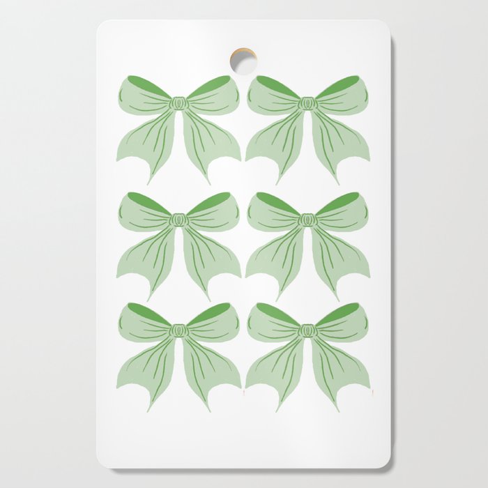 Elegant Light Green Bow Pattern A Classic and Stylish Design for Any Occasion Cutting Board Gallery Image 1
