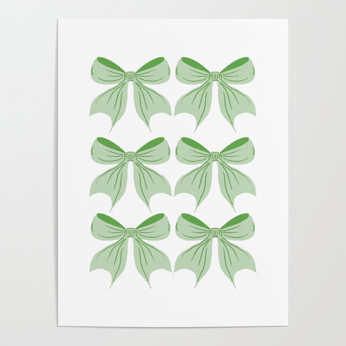Elegant Light Green Bow Pattern A Classic and Stylish Design for Any Occasion Poster Gallery Image 4